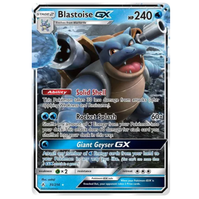 Pokemon TCG Blastoise GX Unbroken Bonds 35/214