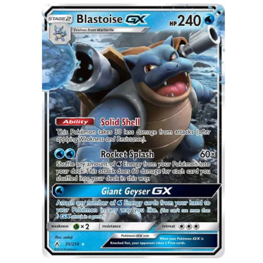 Pokemon TCG Blastoise GX Unbroken Bonds 35/214