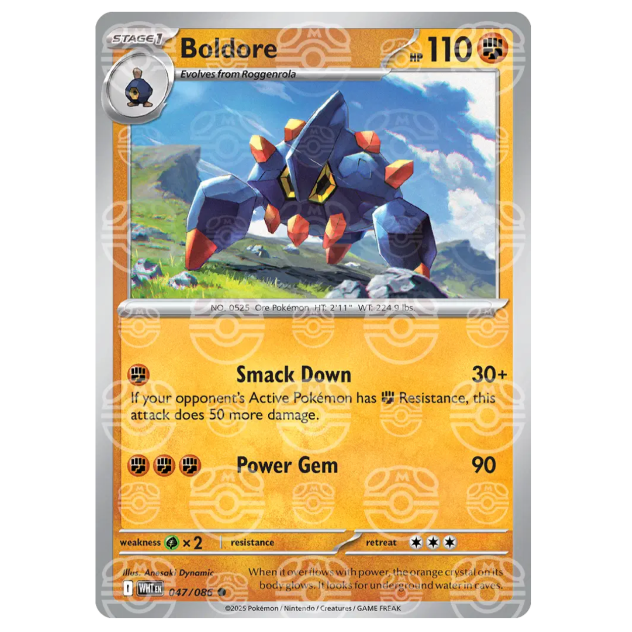 Pokemon TCG Boldore *Master Ball* 047/086 White Flare