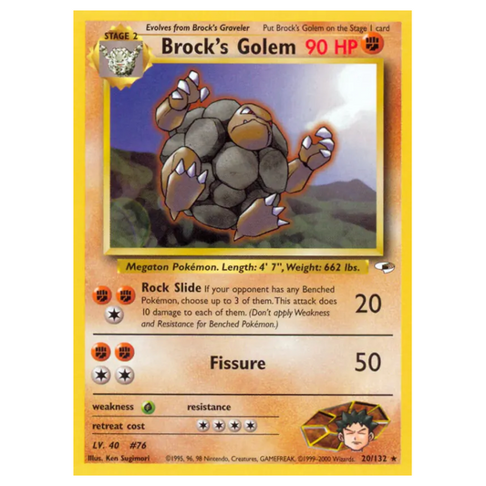 Pokemon TCG Brock's Golem Gym Heores 20/132
