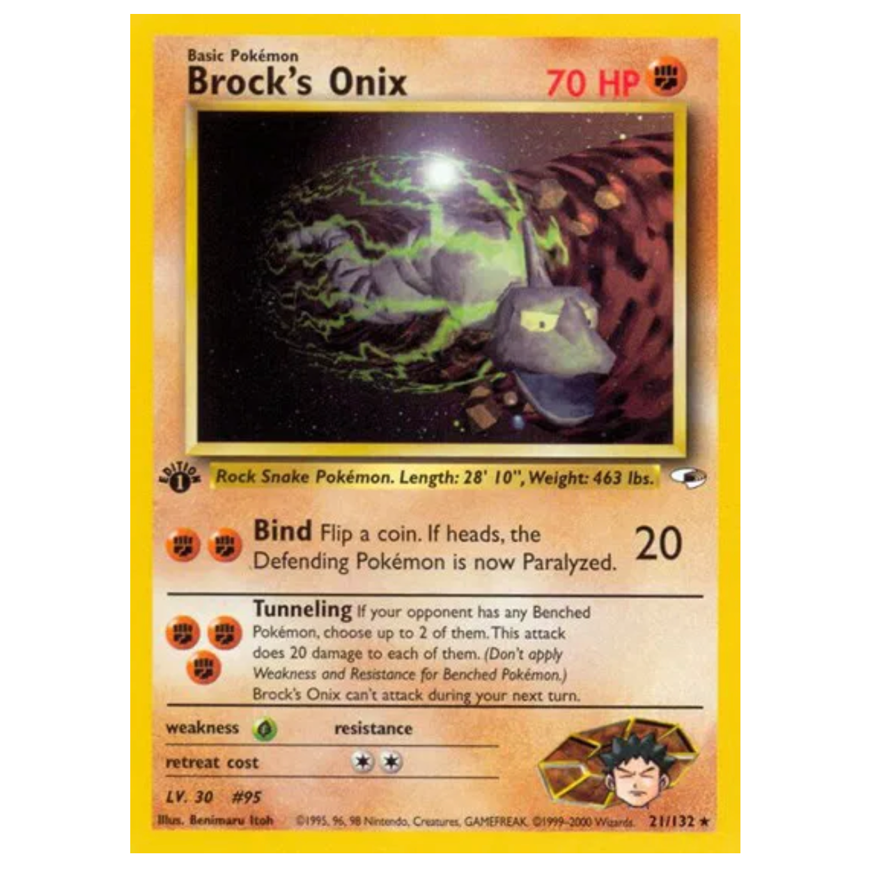Pokemon TCG Brock's Onyx 1st Edition Gym Heroes 21/132