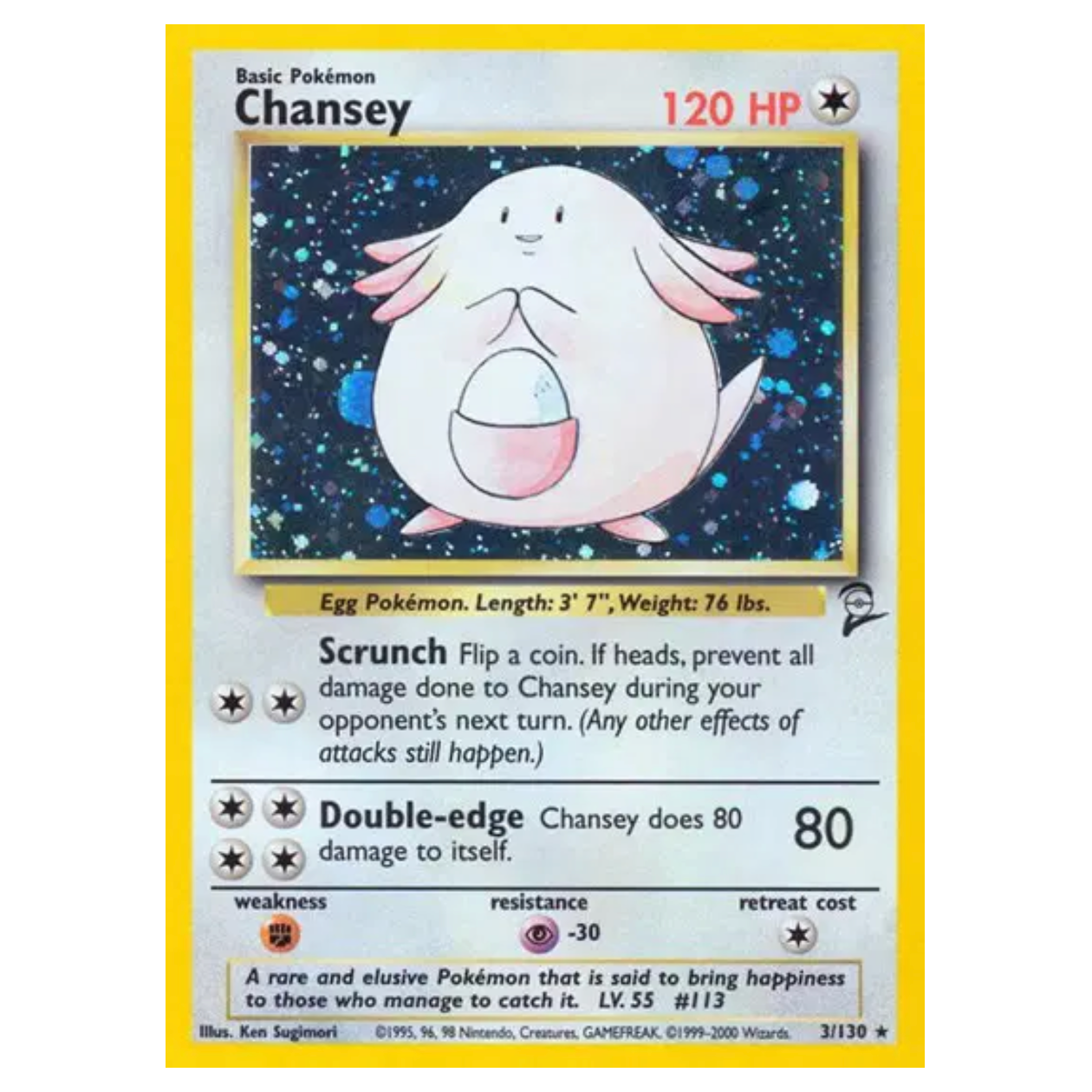 Pokemon TCG Chansey *Holo* Base Set 2 3/130
