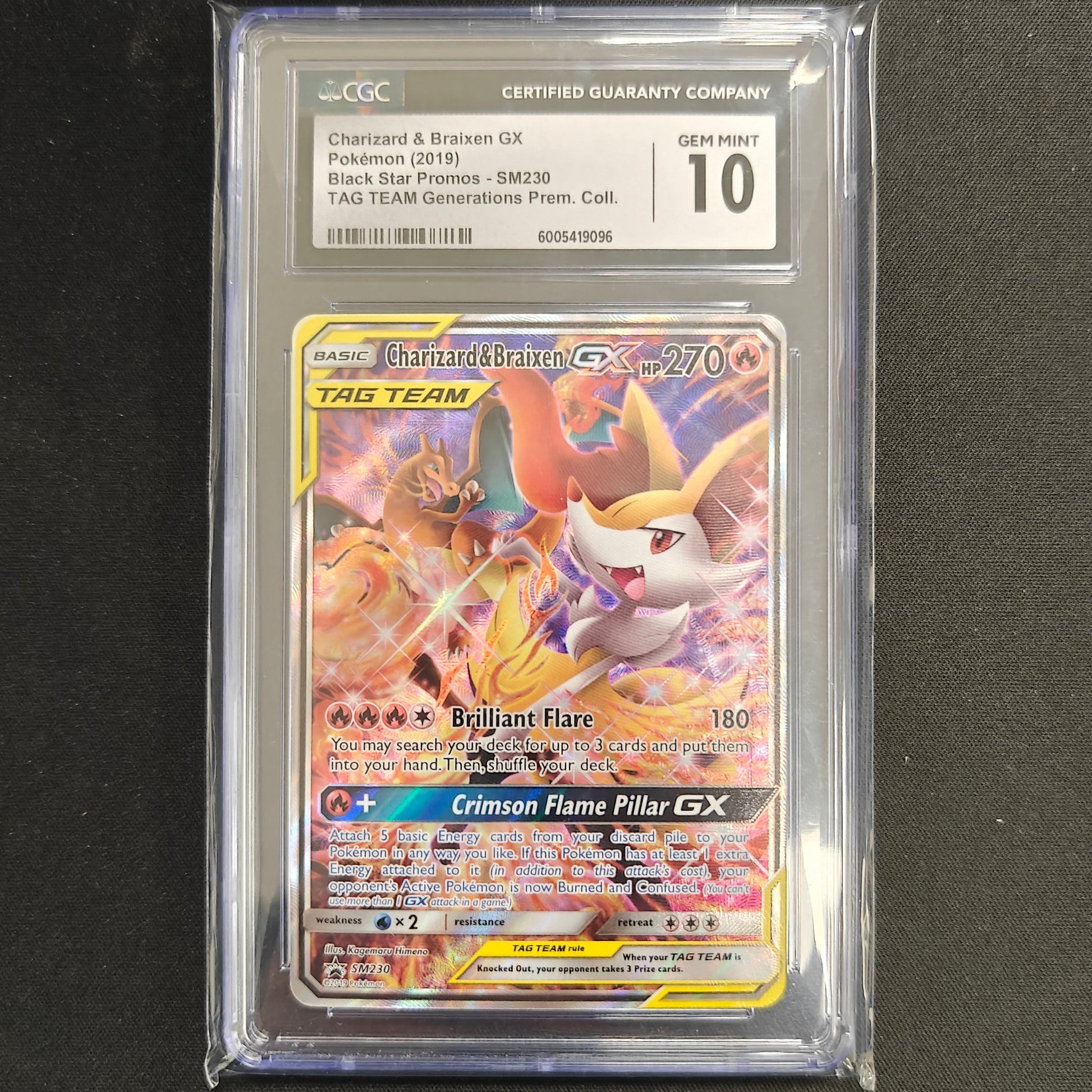Pokemon TCG Charizard & Braixen GX Sun & Moon Promo SM211 (CGC 10)