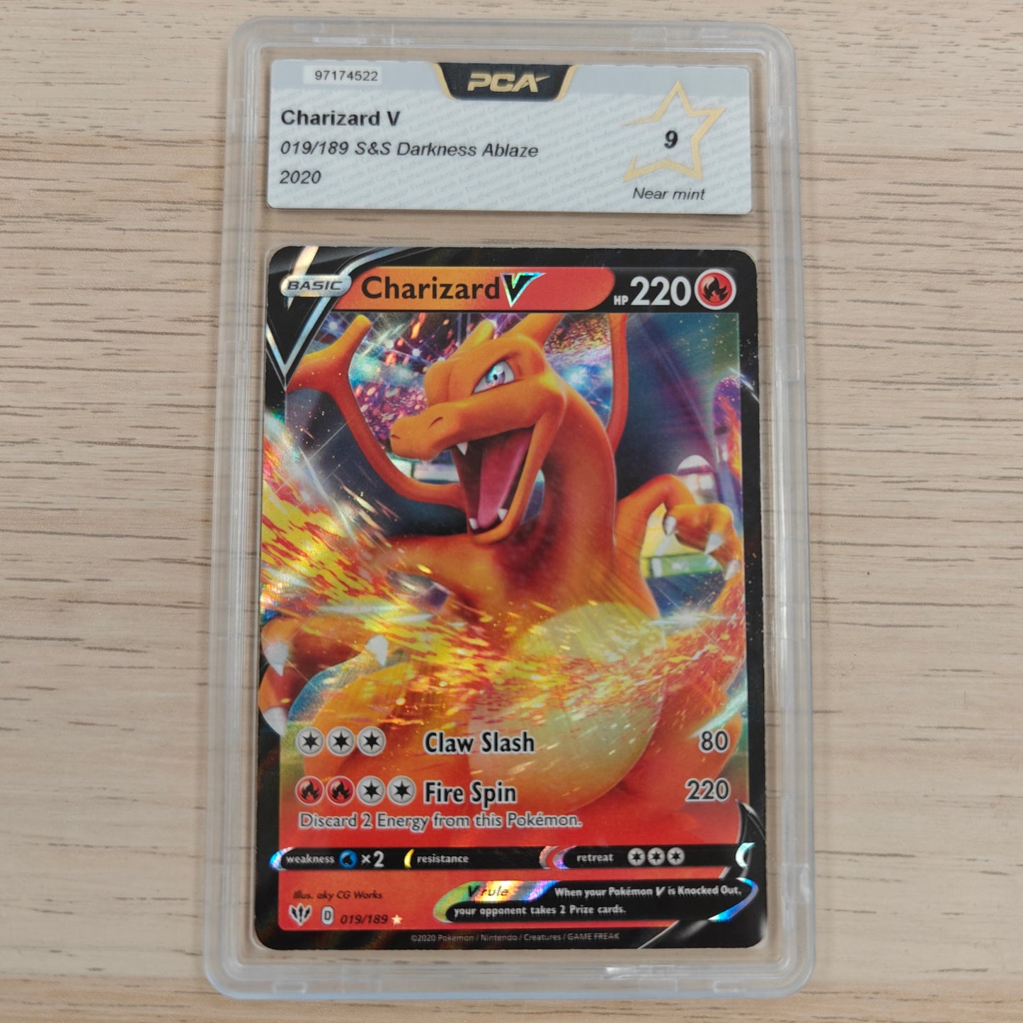 Pokemon TCG Charizard V Darkness Ablaze 019/189 (PG 9)