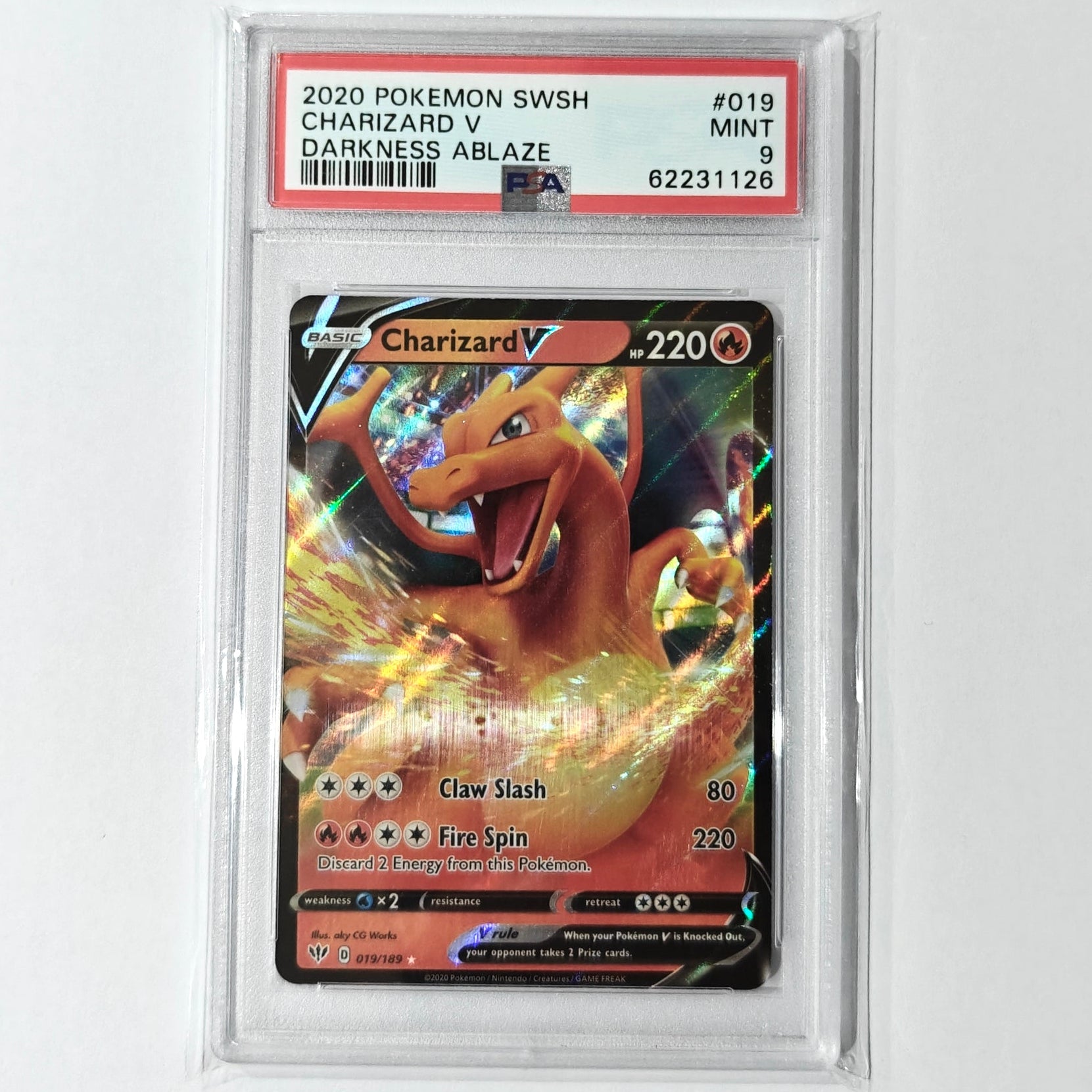 Pokemon TCG Charizard V Darkness Ablaze 019/189 PSA 9
