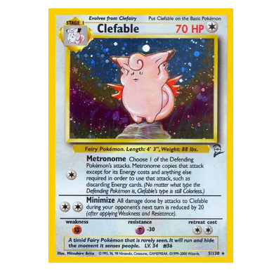 Pokemon TCG Clefable *Holo* Base Set 2 5/130