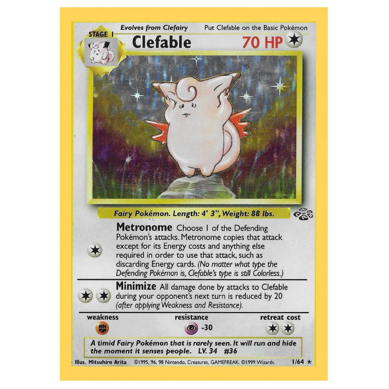 Pokemon TCG Clefable *Holo* Jungle 1/64