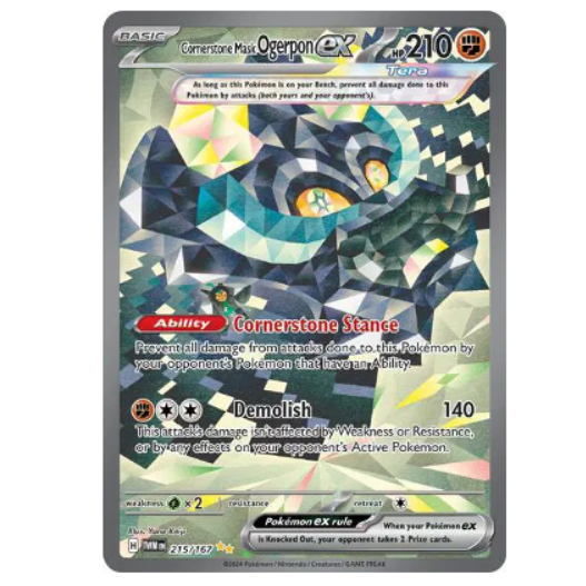Pokemon TCG Cornerstone Mask Ogerpon EX Twilight Masquerade 215/167