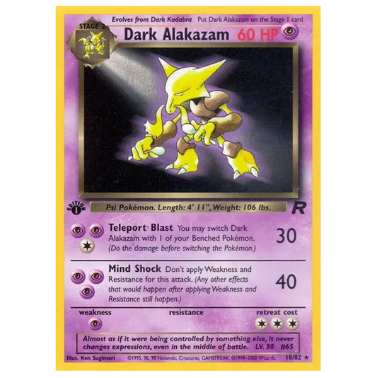 Pokemon TCG Dark Alakazam 1st Edition Team Rocket 18/82