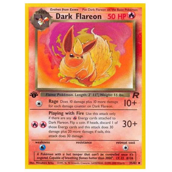 Pokemon TCG Dark Flareon 1st Edition Team Rocket 35/82
