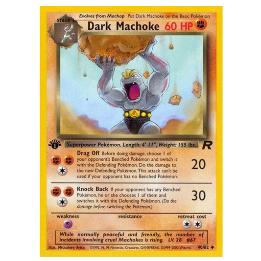 Pokemon TCG Dark Machoke 1st Edition Team Rocket 40/82
