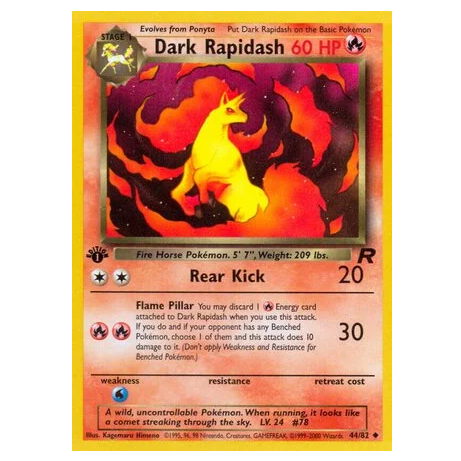 Pokemon TCG Dark Rapidash 1st Edition Team Rocket 44/82