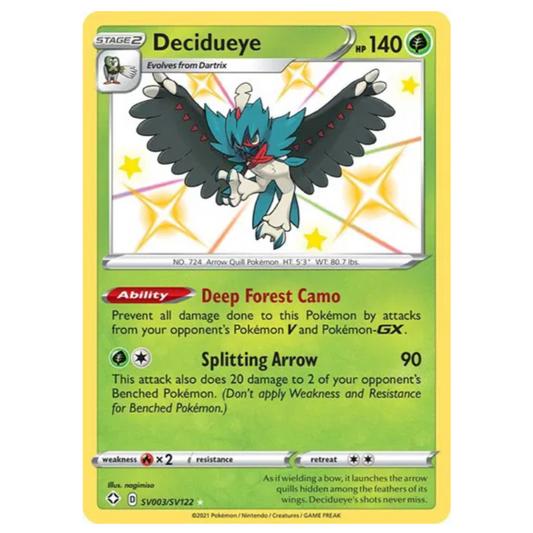 Pokemon TCG Decidueye *Baby Shiny* Shining Fates SV003/SV122