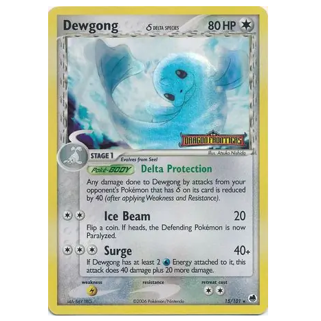 Pokemon TCG Dewgong *Reverse Holo* EX Dragon Frontiers 15/101