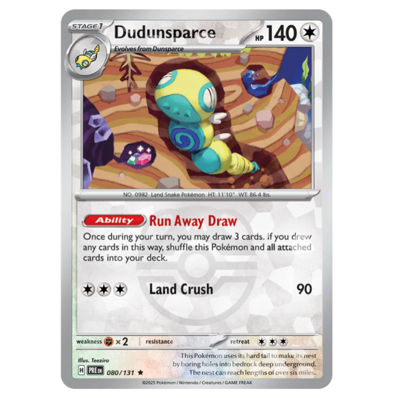 Pokemon TCG Dudunsparce *Master Ball* Prismatic Evolutions 080/131
