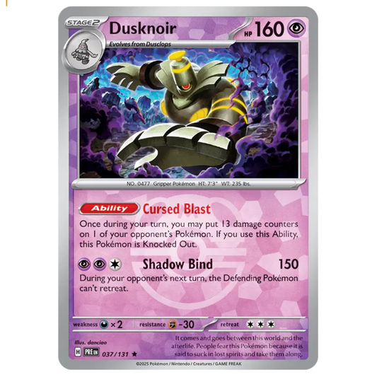 Pokemon TCG Dusknoir Prismatic Evolutions Master Ball  037/131