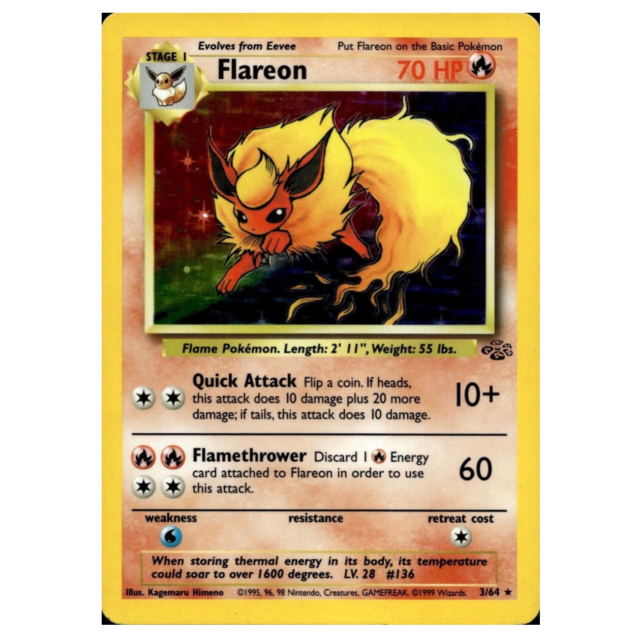 Pokemon TCG Flareon *Holo* Jungle 3/64