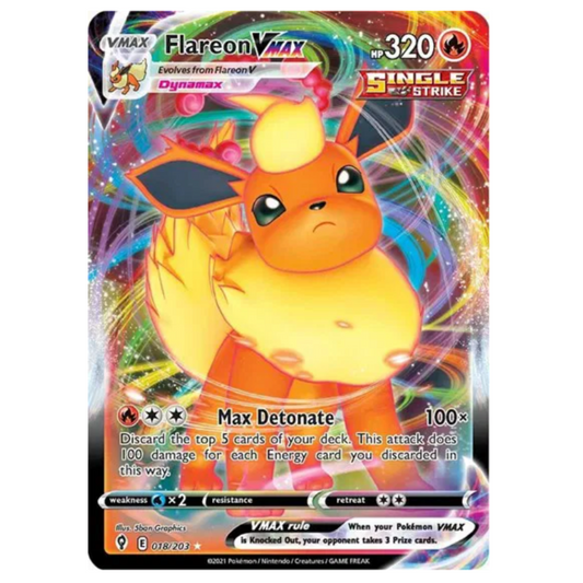 Pokemon TCG Flareon VMAX Evolving Skies 018/203