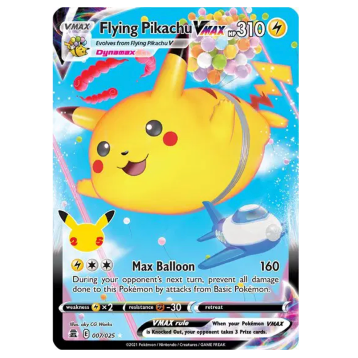 Pokemon TCG Flying Pikachu VMAX Celebrations 007/025