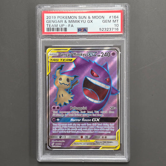 Pokemon TCG Gengar & Mimikyu GX Tag Team Team Up 164/181 (PSA 10)