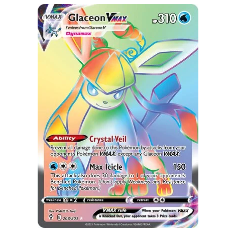 Pokemon TCG Glaceon VMAX Evolving Skies 208/203