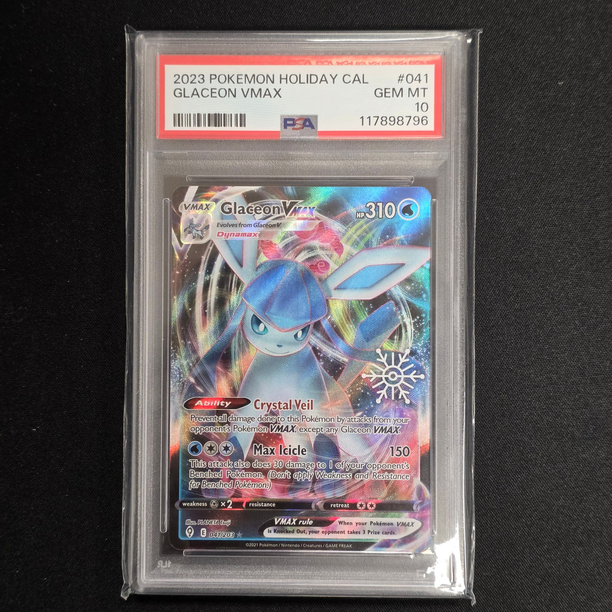 Pokemon TCG Glaceon VMAX Holiday Calender 041/203 (PSA 10)