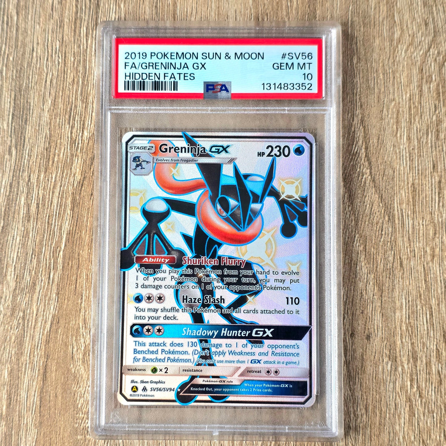 Pokemon TCG Greninja GX Hidden Fates SV56/SV94 (PSA 10).