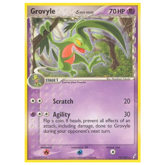 Pokemon TCG Grovyle *Reverse Holo* Crystal Guardians 19/100