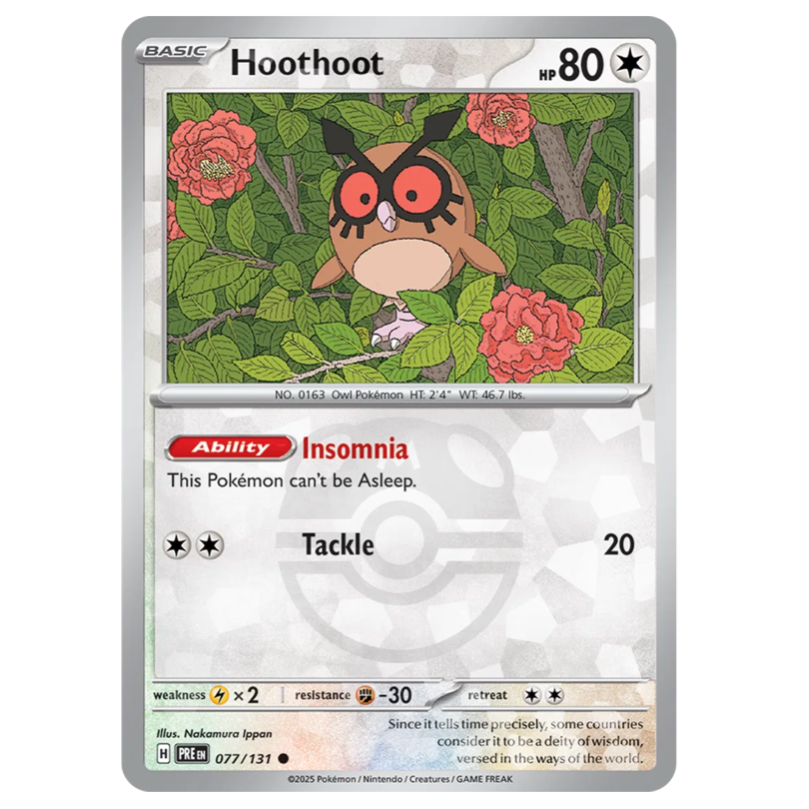 Pokemon TCG Hoothoot *Master Ball* Prismatic Evolutions 077/131