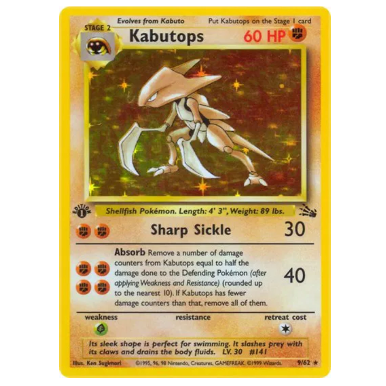 Pokemon TCG Kabutops 1st Edition Fossil 9/62