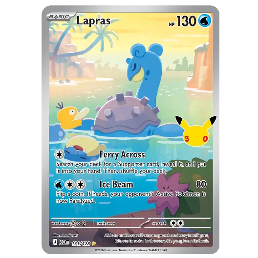 Pokemon TCG Lapras 30th Anniversary 131/128