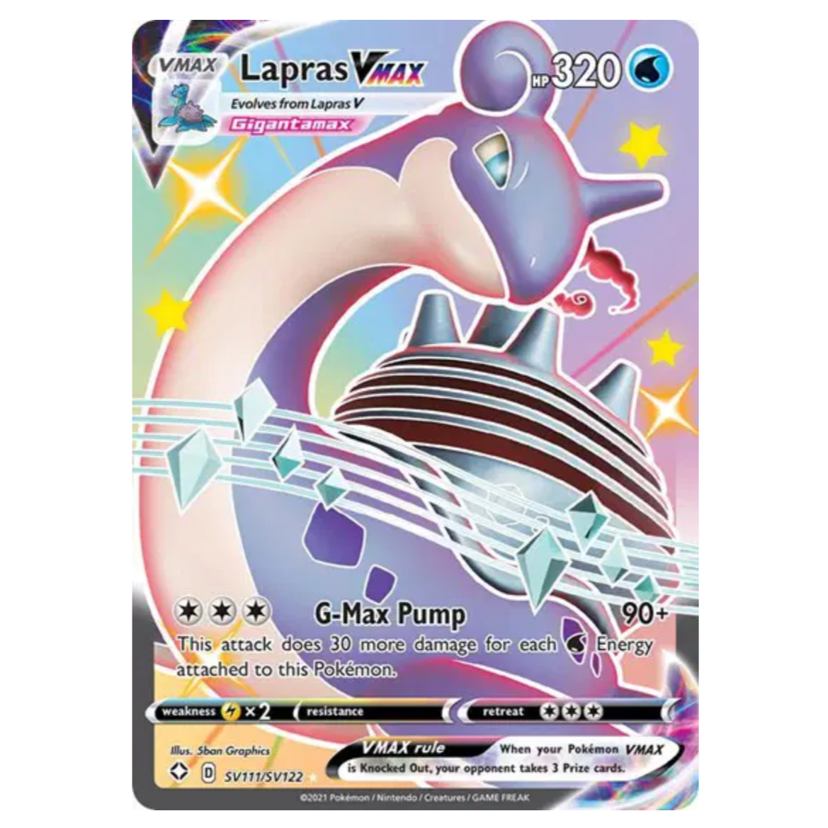 Pokemon TCG Lapras VMAX Shining Fates SV111/SV122