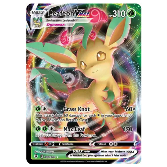 Pokemon TCG Leafeon VMAX Evolving Skies 008/203