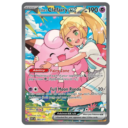 Pokemon TCG Lillie's Clefairy ex Ascended Heroes 280/217