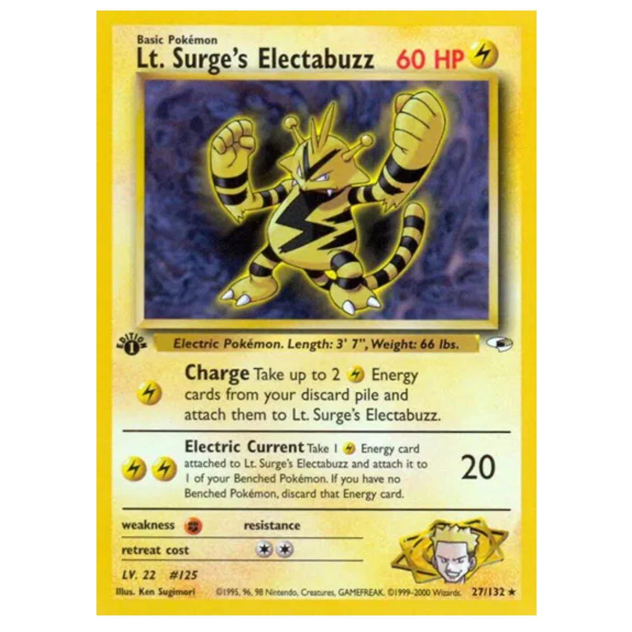 Pokemon TCG Lt. Surge's Electabuzz 1st Edition Gym Heroes 27/132
