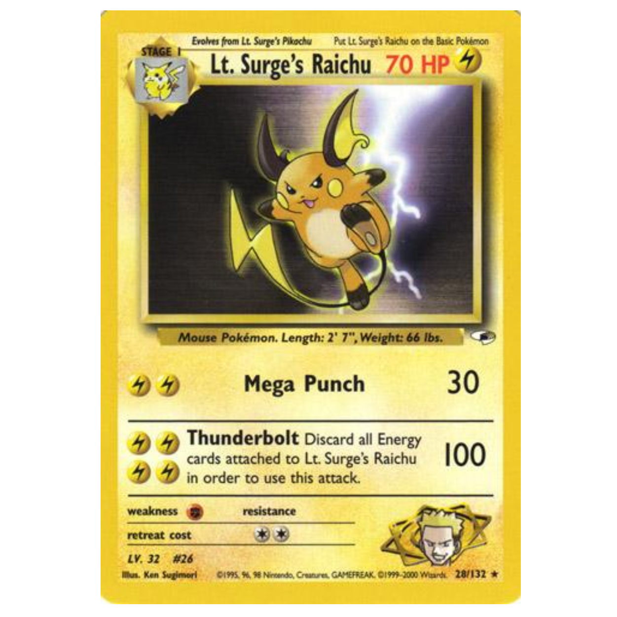 Pokemon TCG Lt. Surge's Raichu Gym Heroes 28/132