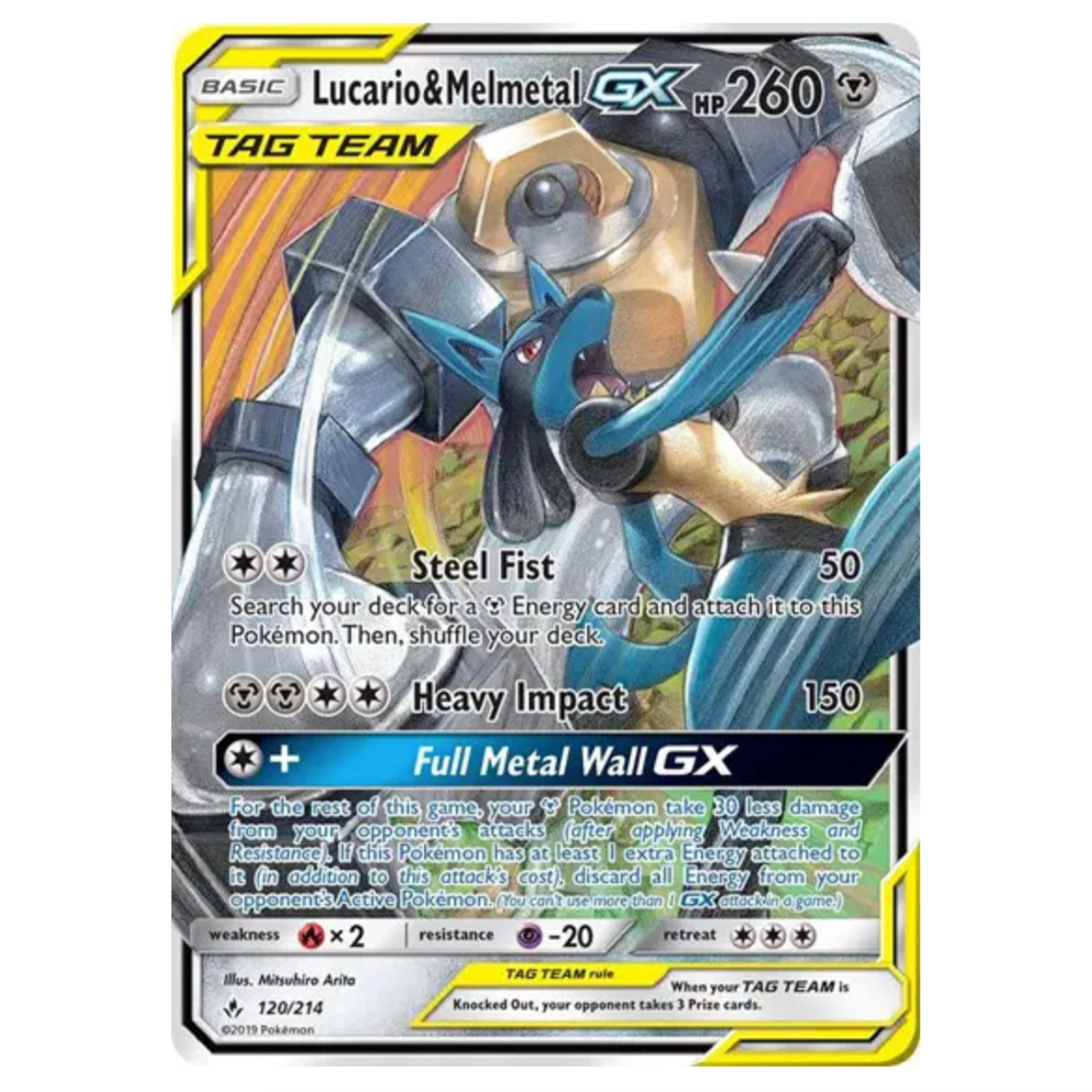 Pokemon TCG Lucario Melmetal GX Unbroken Bonds 120/214