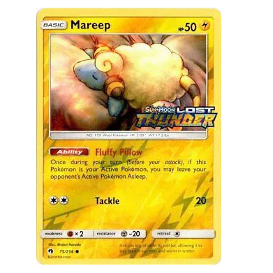 Pokemon TCG Mareep *Reverse Holo* Lost Thunder 75/214 *Stamped*