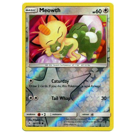 Pokemon TCG Meowth *Reverse Holo* Unbroken Bonds 147/214