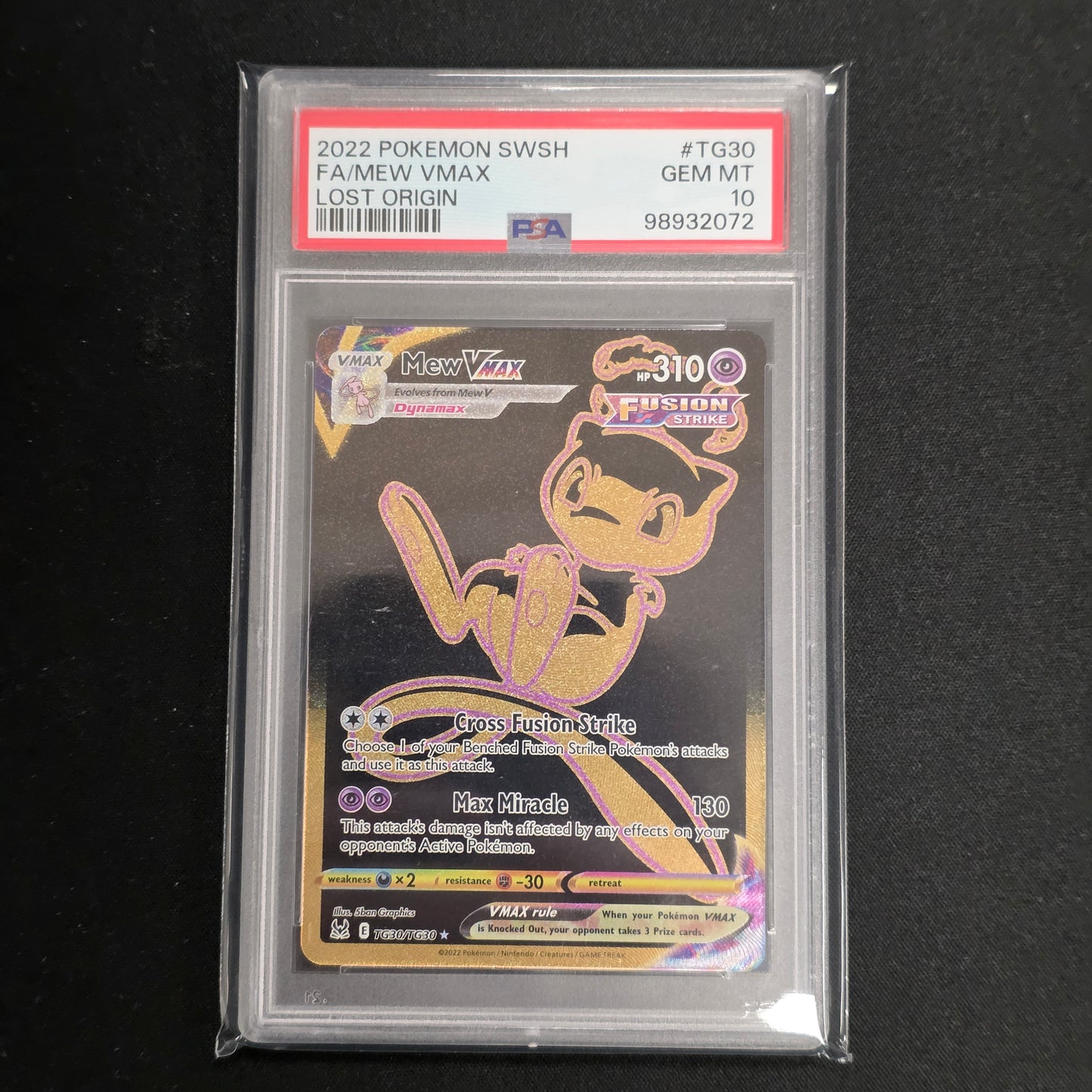 Pokemon TCG Mew VMAX Fusion Strike TG30/TG30 (PSA 10)