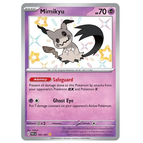 Pokemon TCG Mimikyu *Baby Shiny* Paldean Fates 160/091