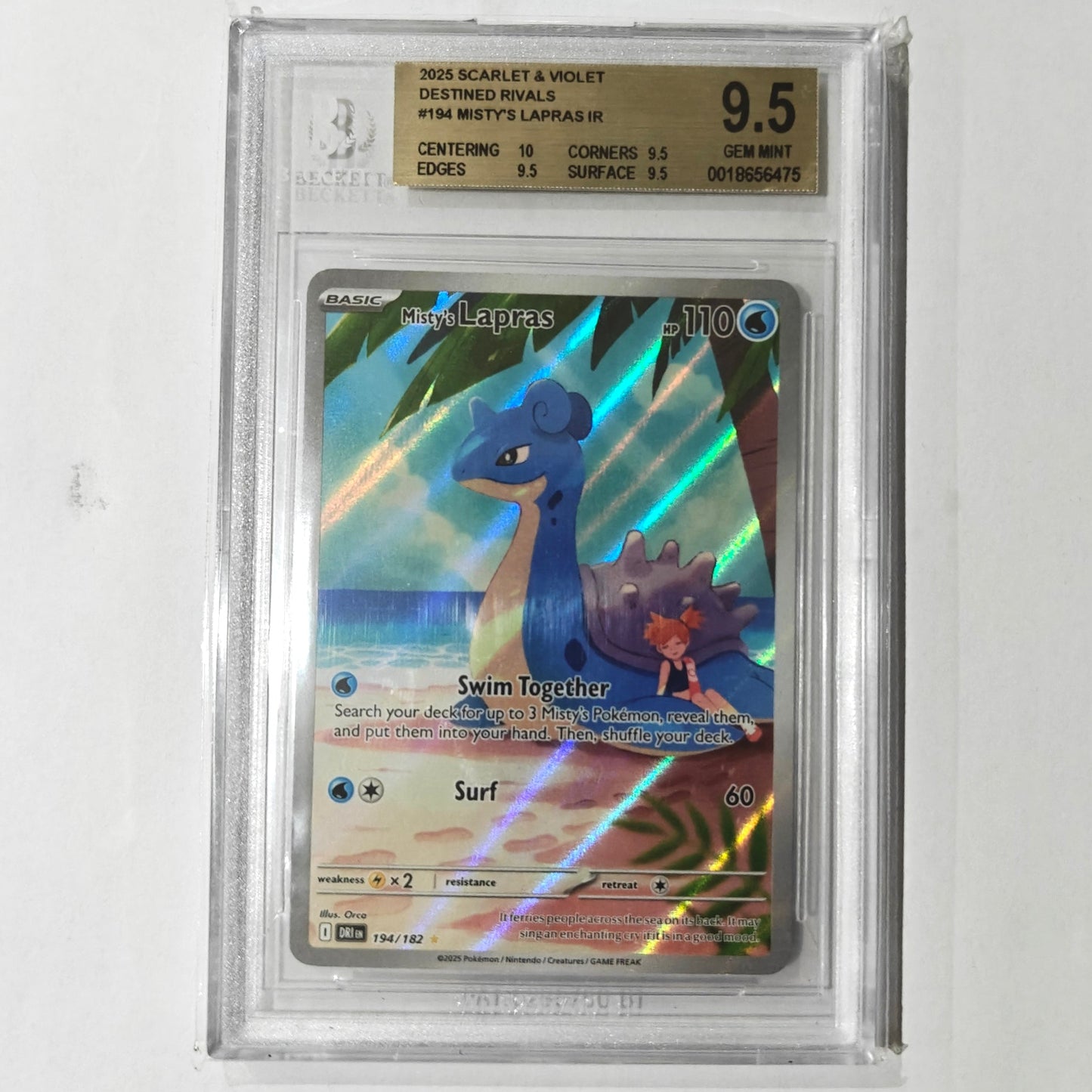Pokemon TCG Misty's Lapras Destined Rivals 194/182 (Beckett 9.5)