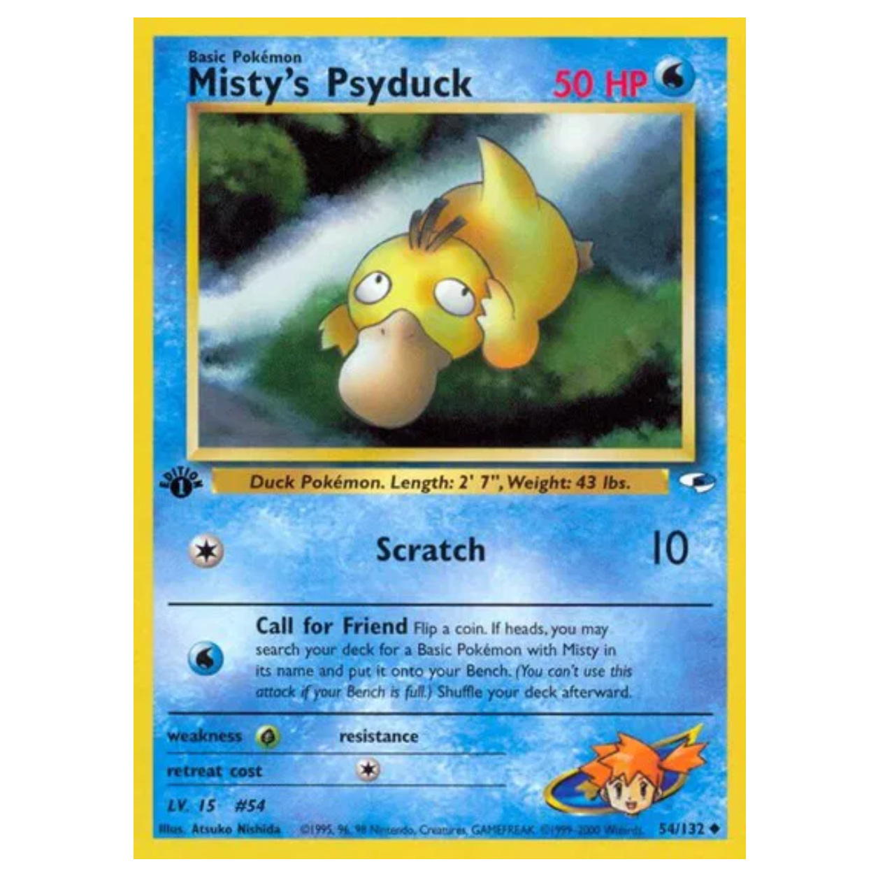 Pokemon TCG Misty's Psyduck 1st Edition Gym Heroes 54/132