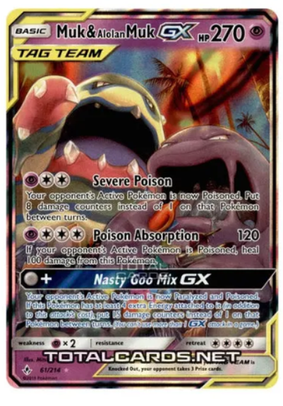 Pokemon TCG Muk & Alolan Muk GX Unbroken Bonds 61/214