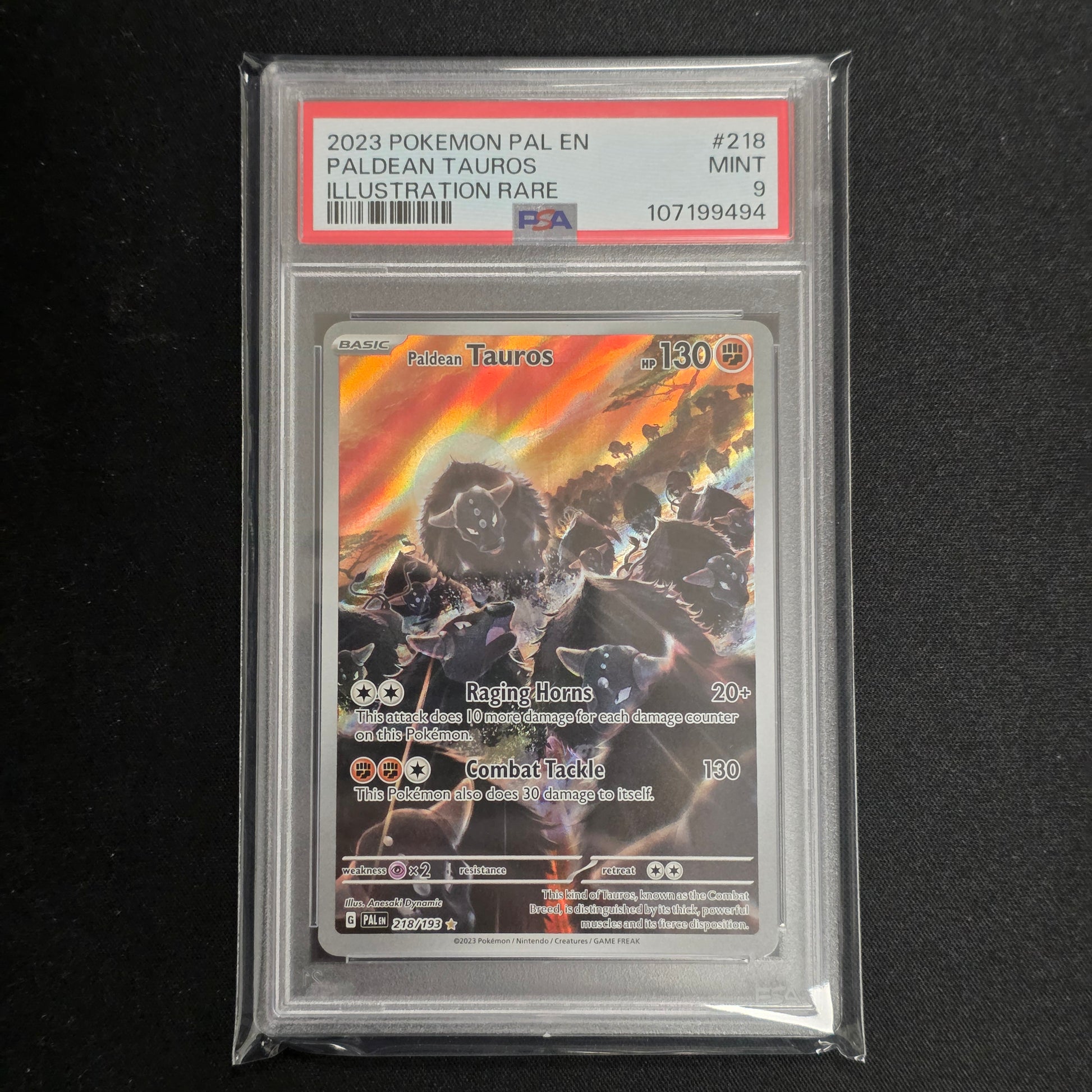 Pokemon TCG Paldean Tauros Paldea Evolved 218/193 (PSA 9)