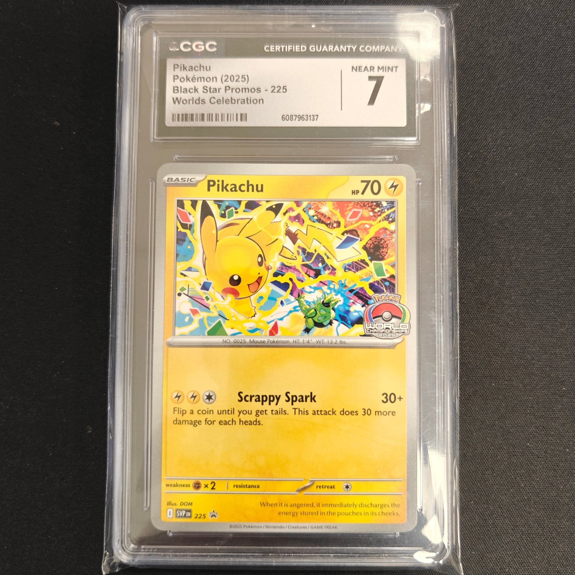 Pokemon TCG Pikachu (World Championship 2025) Promo 225 (CGC 7)