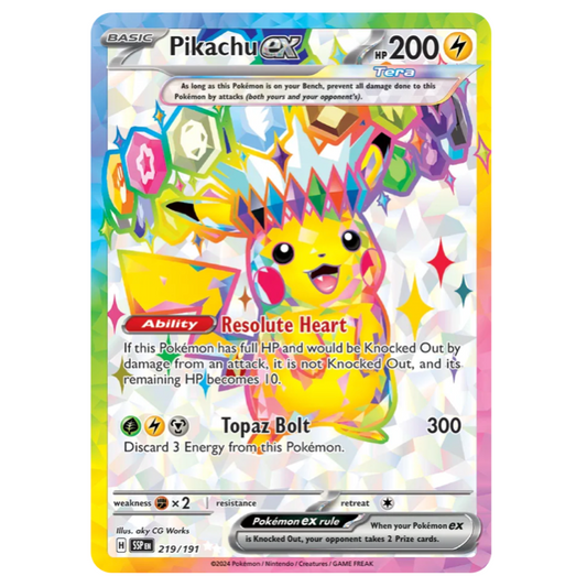 Pokemon TCG Pikachu ex Surging Sparks 219/191