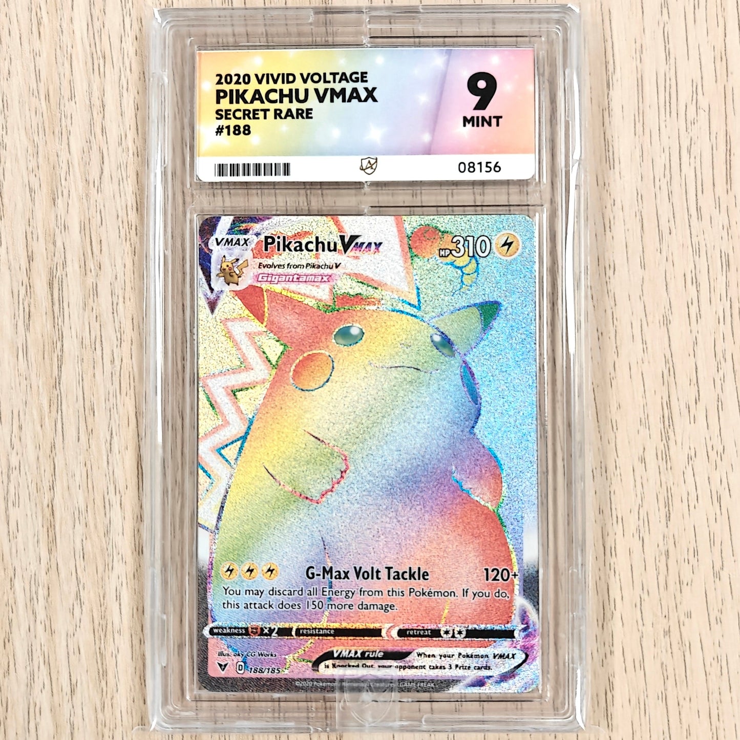 Pokemon TCG Pikachu vmax rainbow Vivid Voltage 188/185 ACE 9