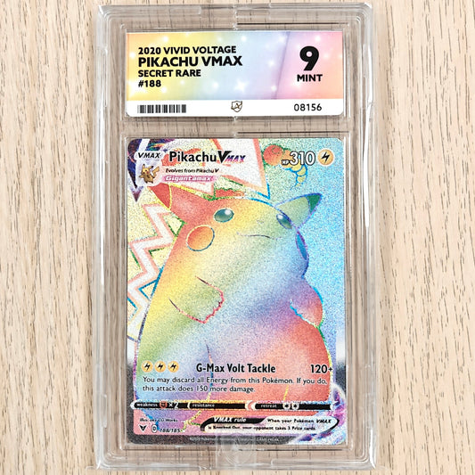 Pokemon TCG Pikachu vmax rainbow Vivid Voltage 188/185 ACE 9