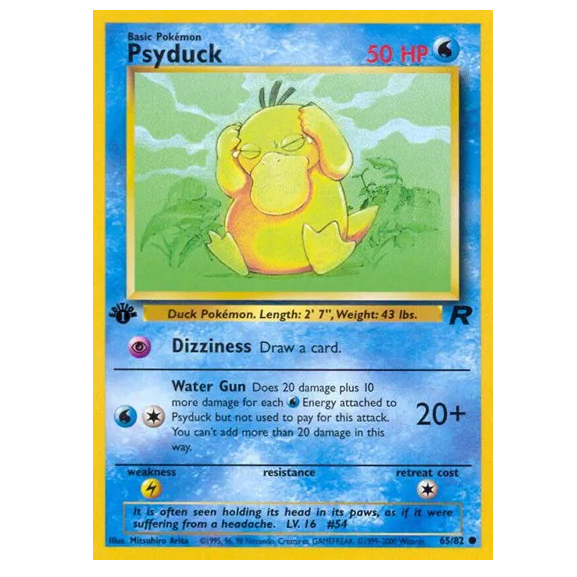 Pokemon TCG Psyduck 1st Edition Team Rocket 65/82